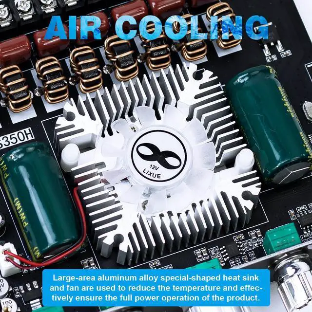 Alt view image 5 of 7 - YS-S350H TPA3251 2.1 Channel Bluetooth Amplifier 220W×2 + 350W Subwoofer Audio Receiver Class D Amp Board with Bass Treble Control for Home Theater DIY Speakers