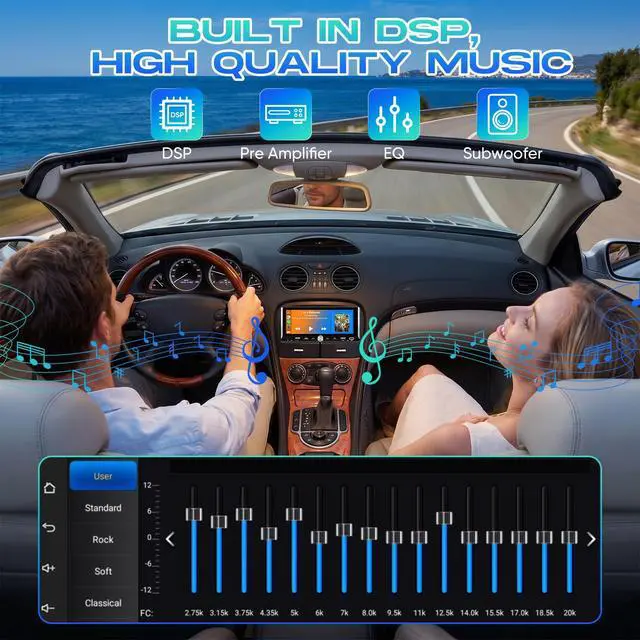 Alt view image 5 of 7 - 6.9" Single Din Radio Support Wireless Apple Carplay & Android Auto | Touchscreen Car Stereo with Bluetooth,1080P Backup Camera,Mirror Link FM EQ SWC Navigation USB Type-C Fast Charging
