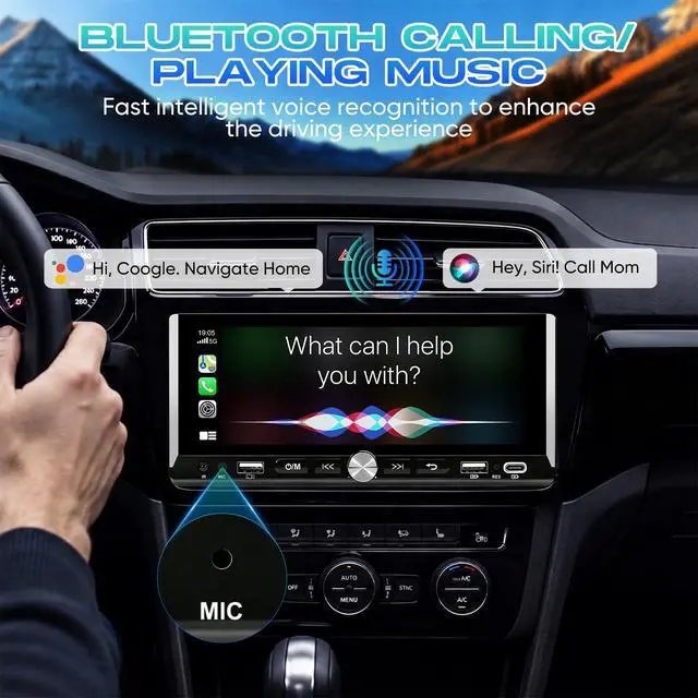 Alt view image 4 of 7 - 6.9" Single Din Radio Support Wireless Apple Carplay & Android Auto | Touchscreen Car Stereo with Bluetooth,1080P Backup Camera,Mirror Link FM EQ SWC Navigation USB Type-C Fast Charging