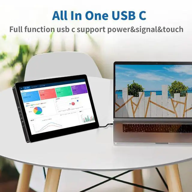 Alt view image 3 of 7 - 8.9 inch Touch Monitor with Stand| 1920 * 1200 |16:10|450Nits|Optical Bonding| HDMI/USB-C Port|Small Monitor for Mini PC Laptop Mac mini