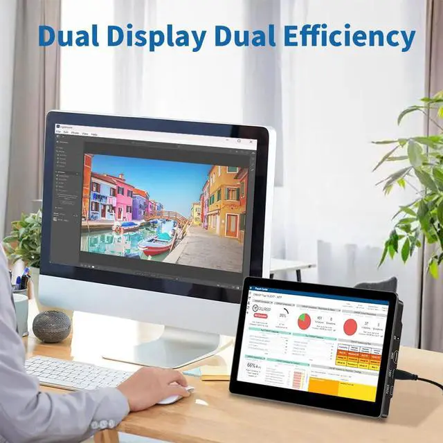 Alt view image 6 of 7 - 8.9 inch Touch Monitor with Stand| 1920 * 1200 |16:10|450Nits|Optical Bonding| HDMI/USB-C Port|Small Monitor for Mini PC Laptop Mac mini