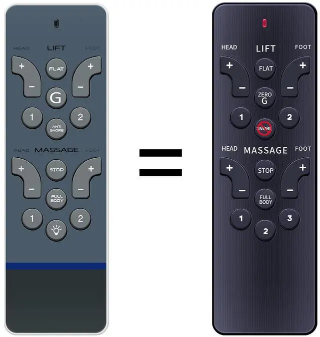 Main image of Replacement Remote Control for Reverie 5i, 5D, 7S, R400, or 4M and 4M Low Pro ERC108 or RC-WM-103, 107, and 108 Adjustable Bed (Old Remote Must Match Picture on Right, New Version Shown Left)