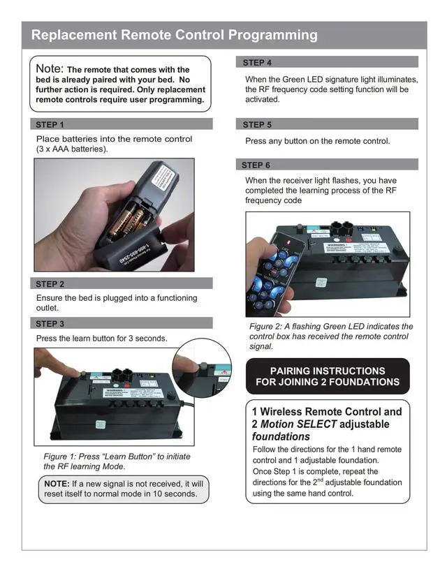 Alt view image 4 of 7 - Replacement Remote Control for Reverie 5i, 5D, 7S, R400, or 4M and 4M Low Pro ERC108 or RC-WM-103, 107, and 108 Adjustable Bed (Old Remote Must Match Picture on Right, New Version Shown Left)