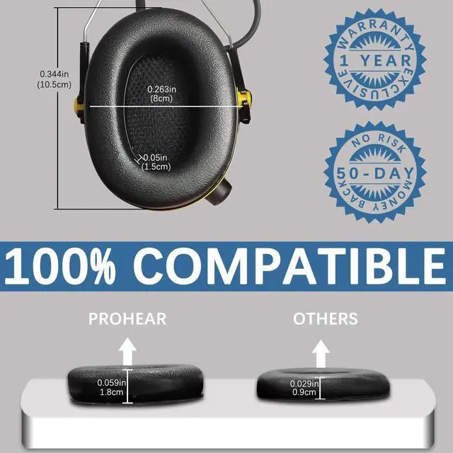 Alt view image 6 of 6 - FEP01 Replacement Foam Ear Pads (Upgraded) for 3M WorkTunes Connect(90543, 90544, 90542, 90541,90507), ZOHAN EM042 Radio Headphone 037,027,033 (fep01 2 Pair)