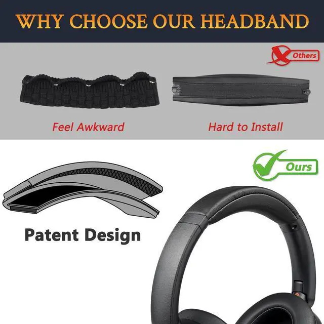 Alt view image 4 of 5 - Headband for Sony WH-XB910N Extra BASS Noise Cancelling Headphones (Do Not Fit WH-XB900N), Replacement Headstrap Pad Repair Part - Black