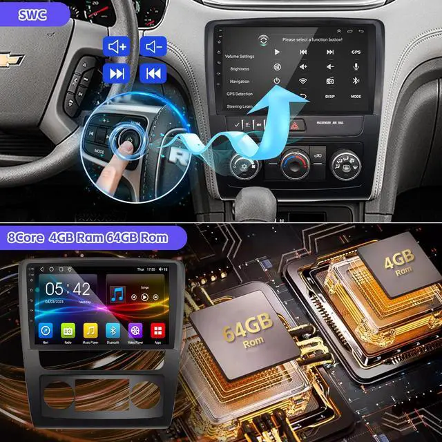 Alt view image 5 of 7 - 4+64G Car Radio for Chevrolet Chevy Traverse 9 inch Touch Screen 2013 2014 2015 2016 2017 Stereo,Wireless Carplay/WiFi/Bluetooth/EQ Audio/Andriod Auto/AM/FM/Navigation/AHD Camera