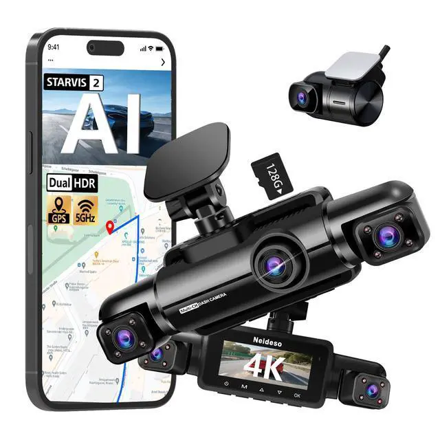 Main image of 4K Dash Cam Front and Rear, STARVIS 2 Sensor Dash Camera for Cars | Free 128GB Card, 4 Channel 360° Dashcam, 5GHz WiFi, GPS, AI Fatigue Driving Monitor, WDR Night Vision, 24H Parking Mode(N900)