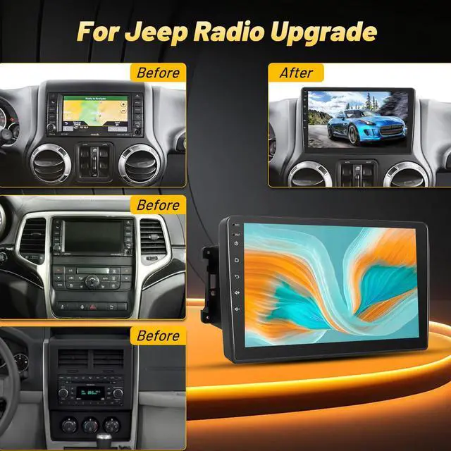 Alt view image 7 of 7 - Car Radio Stereo for Jeep Wrangler JK 2007-2018 Compass Grand Cherokee Dodge Ram with Carplay/Android Auto Upgrade 2GB+64GB