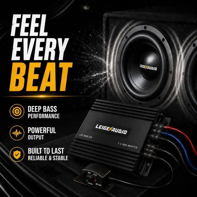 Alt view image 7 of 7 - 500 Watts MonoBlock Amplifier, Class D, 1 Ohm Stable Subwoofer Amplifiers for Car Audio Speakers