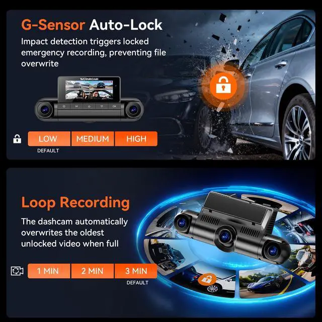 Alt view image 5 of 7 - 4K 360° Dash Cam, 4-Channel Dash Camera Front Rear Left Right with GPS | 128GB Card Included, Built-in 5.8GHz Wi-Fi & App, 8 IR Night Vision, G-Sensor, 24H Parking Mode(Supports 256GB Max)