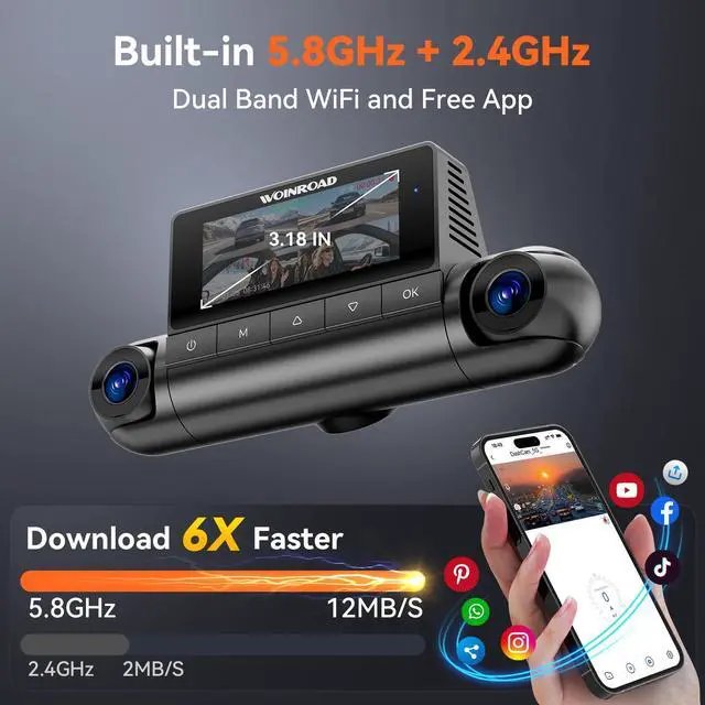 Alt view image 7 of 7 - 4K 360° Dash Cam, 4-Channel Dash Camera Front Rear Left Right with GPS | 128GB Card Included, Built-in 5.8GHz Wi-Fi & App, 8 IR Night Vision, G-Sensor, 24H Parking Mode(Supports 256GB Max)