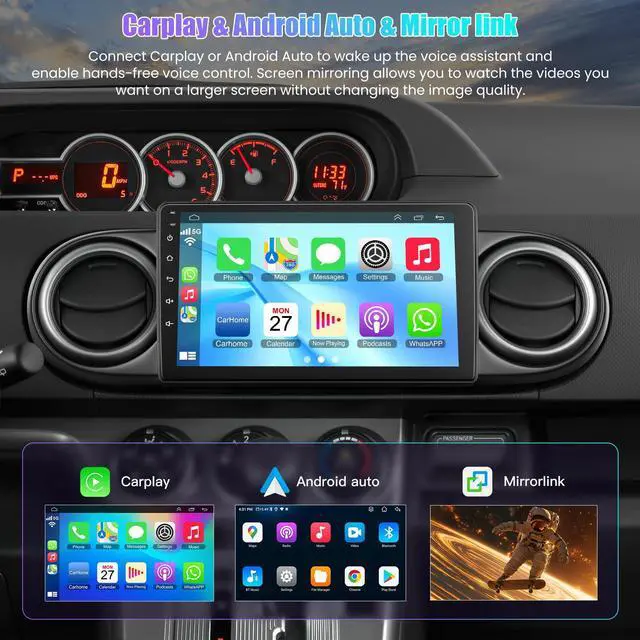 Alt view image 3 of 7 - (8Core + 64GB) Car Radio Stereo for Toyota Scion XB 2007-2019, 7" QLED Touchscreen with Wireless CarPlay & Android Auto& Mirror Link, Android 15 System