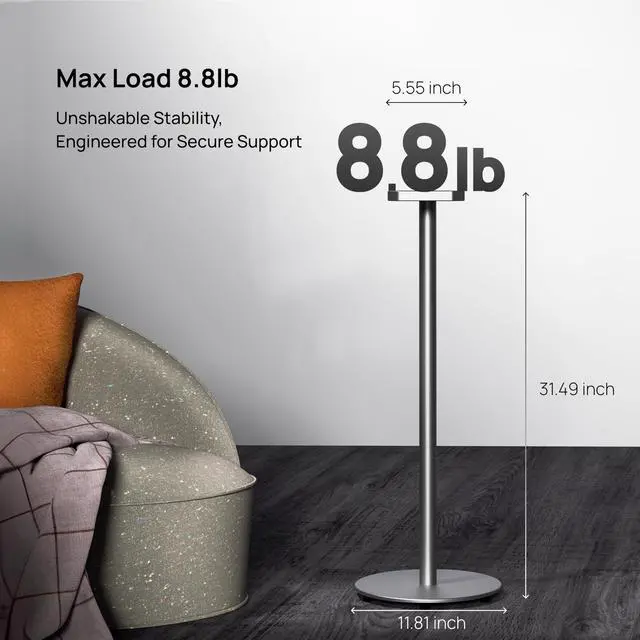 Alt view image 3 of 7 - Floor Speaker Stand Pair,31Inch Height Speaker Stand for Home Theater, 8.8LB Capacity Sturdy Metal Audio Mount with Anti-Slip Base, Only Compatible with Thunderbeat Speakers