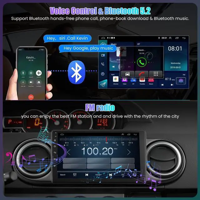 Alt view image 6 of 7 - (8Core + 64GB) Car Radio Stereo for Toyota Scion XB 2007-2019, 7" QLED Touchscreen with Wireless CarPlay & Android Auto& Mirror Link, Android 15 System