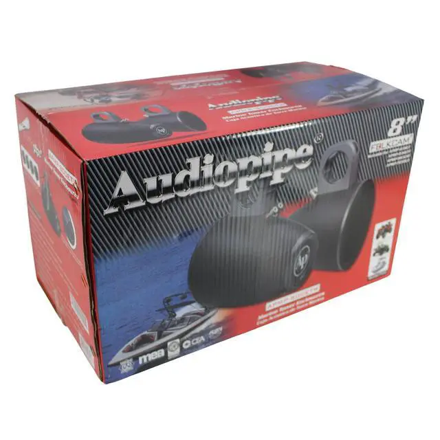 Alt view image 7 of 7 - APMP-800ETW 8-Inch Compact Multi Purpose Directional Stereo Speaker Enclosure for Car Audio, Marine, UTV, and ATV Sound System, Black (Pair)