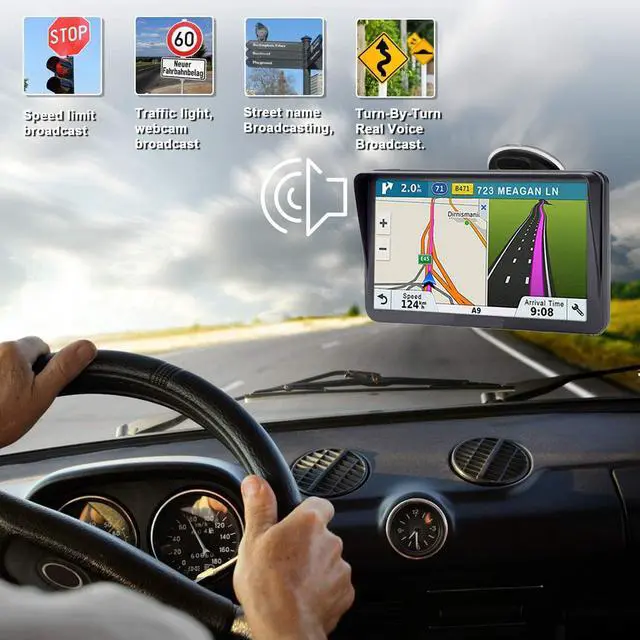 Alt view image 3 of 7 - Car GPS Navigation Truck RV, 2026 Map 9 inch Touch Screen Car GPS (Free Updates), Truck GPS Commercial Drivers, Voice Turn Direction Guidance, Support Speed and Red Light Warning