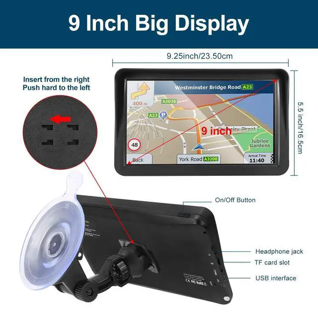Alt view image 6 of 7 - Car GPS Navigation Truck RV, 2026 Map 9 inch Touch Screen Car GPS (Free Updates), Truck GPS Commercial Drivers, Voice Turn Direction Guidance, Support Speed and Red Light Warning