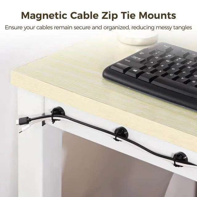 Alt view image 2 of 6 - Magnetic Cable Zip Tie Mounts, 25 Pcs Magnets with 100 Pcs Cable Zip Ties, Multipurpose Magnetic Cables Holder for Cables Management, Wire Management Bases
