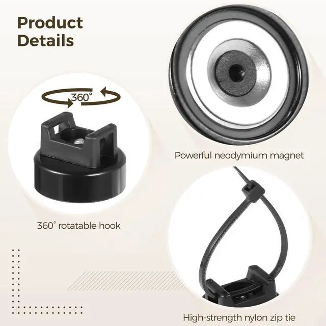 Alt view image 3 of 6 - Magnetic Cable Zip Tie Mounts, 25 Pcs Magnets with 100 Pcs Cable Zip Ties, Multipurpose Magnetic Cables Holder for Cables Management, Wire Management Bases