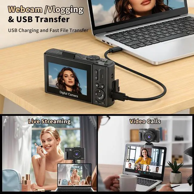 Alt view image 6 of 7 - Digital Cameras for Photography,5K 75MP Autofocus Vlogging Camera | YouTube with 18X Zoom,3" 180°Flip Screen Selfie Digital Camera Compact Travel Camera for Beginner Teens,2*Battery(32GB Card)