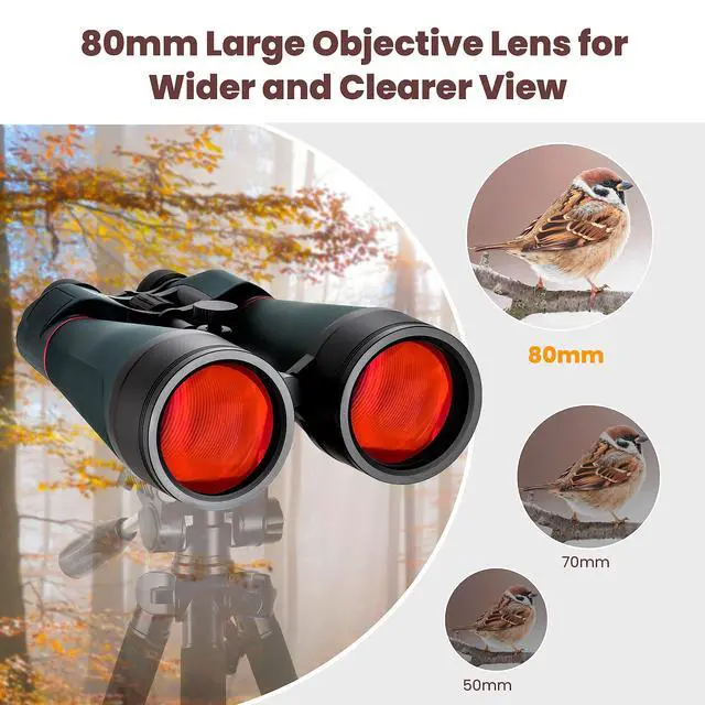 Alt view image 3 of 7 - Astronomy Binoculars - 20x80 for Adults, Outdoor Waterproof Binoculars for Bird Watching, Travel and Stargazing with Tripod Adapter and Carrying Bag
