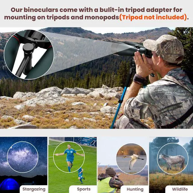Alt view image 6 of 7 - Astronomy Binoculars - 20x80 for Adults, Outdoor Waterproof Binoculars for Bird Watching, Travel and Stargazing with Tripod Adapter and Carrying Bag