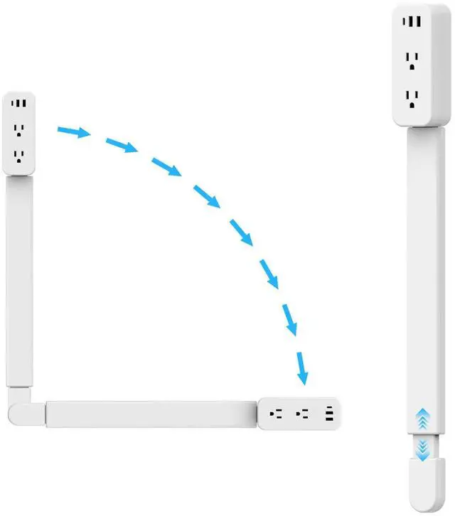 Main image of 35 Inch Retractable Power Extender Strip, 180° Rotating Plug | Extend 23 to 35 inches, Access Hard-to-Reach Socket, Designed for Behind Couches, Nightstands, Desks, and More