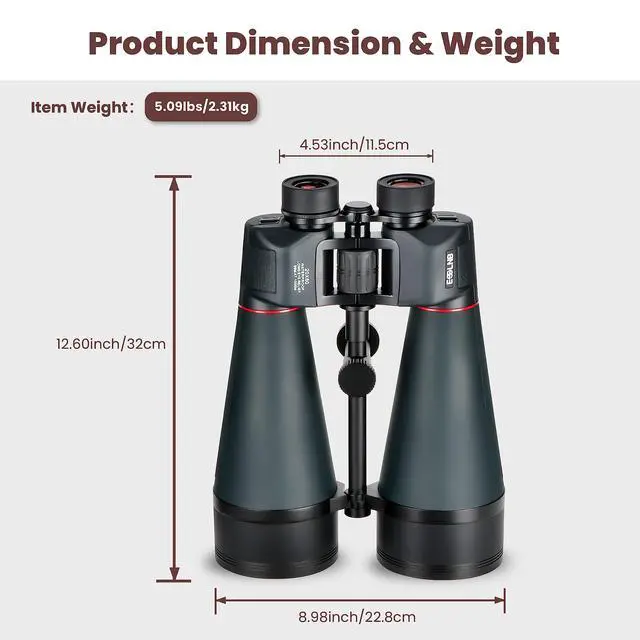 Alt view image 7 of 7 - Astronomy Binoculars - 20x80 for Adults, Outdoor Waterproof Binoculars for Bird Watching, Travel and Stargazing with Tripod Adapter and Carrying Bag