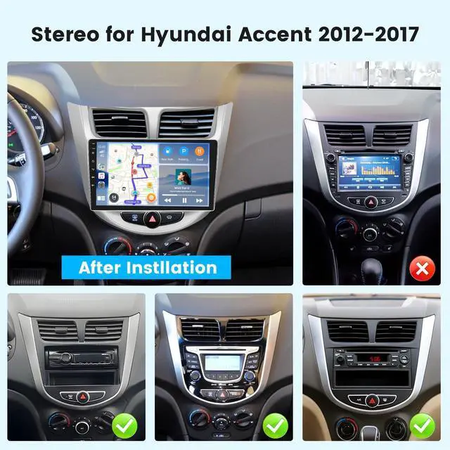 Alt view image 2 of 7 - 4+128G 9" Android 15 Car Stereo for Hyundai Accent 2012-2017 | In-Cell Touchscreen, Wireless Carplay Android Auto, 5G WiFi Bluetooth 5.0, Mirror Link GPS SWC FM/RDS/EQ Backup Cam+Mic