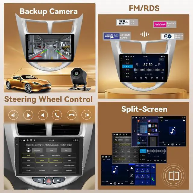 Alt view image 6 of 7 - 4+128G 9" Android 15 Car Stereo for Hyundai Accent 2012-2017 | In-Cell Touchscreen, Wireless Carplay Android Auto, 5G WiFi Bluetooth 5.0, Mirror Link GPS SWC FM/RDS/EQ Backup Cam+Mic