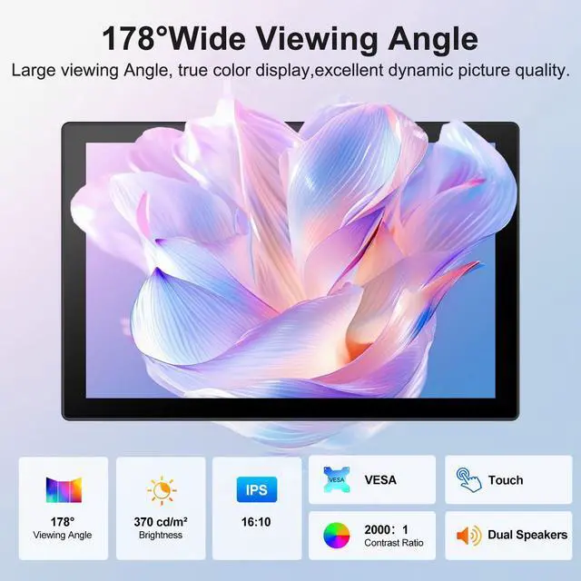 Alt view image 3 of 7 - 10.1 Inch Touch Screen Monitor with Case - pi screen IPS FHD 1920x1200, 10-Point, pi display with HDMI Dual-Speaker, pi touchscreen for Pi 5/4/3/2/Zero/Win11/10/8/7/VESA, Fan, Stand, Driver-Free