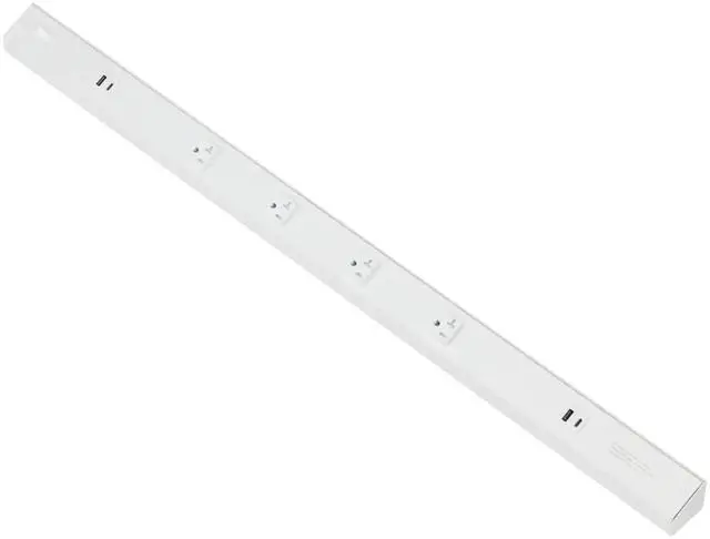 Main image of Atom Power Strip 36 Inch 120V Low Profile with 4 Tamper Resistant Receptacles USB-A USB-C Hardwired Under Cabinet White Finish Indoor Use ATOM-120V-36-WH
