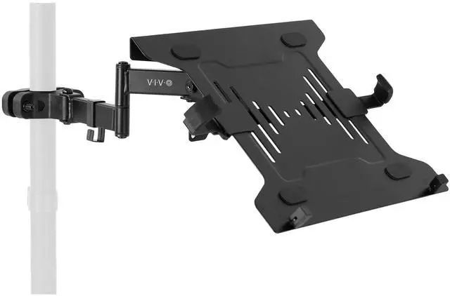 Main image of Steel Universal Full Motion Pole Mount Laptop Holder Arm with Removable 75mm and 100mm VESA Plate, Fits 10 to 15.6 inch Laptops, Black, MOUNT-PL1A-LAP3