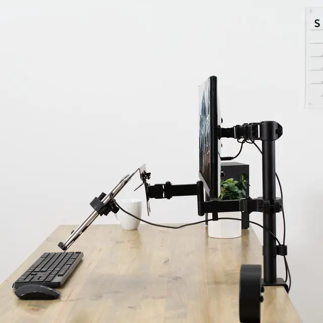 Alt view image 5 of 7 - Steel Universal Full Motion Pole Mount Laptop Holder Arm with Removable 75mm and 100mm VESA Plate, Fits 10 to 15.6 inch Laptops, Black, MOUNT-PL1A-LAP3