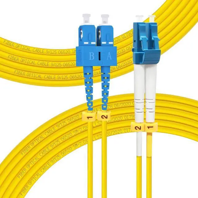 Main image of OS2 SC to LC Single Mode Fiber Patch Cable 10M/33ft | SMF Singlemode, Duplex 9/125um, 10G/40G/100G, Fiber Optic Cord Length Options: 1m-50m, LSZH
