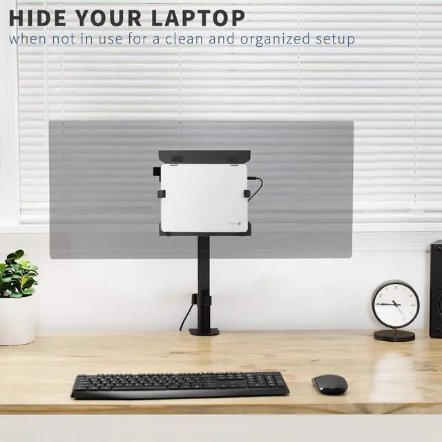 Alt view image 6 of 7 - Steel Universal Full Motion Pole Mount Laptop Holder Arm with Removable 75mm and 100mm VESA Plate, Fits 10 to 15.6 inch Laptops, Black, MOUNT-PL1A-LAP3
