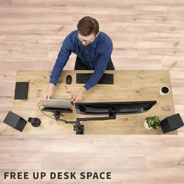 Alt view image 7 of 7 - Steel Universal Full Motion Pole Mount Laptop Holder Arm with Removable 75mm and 100mm VESA Plate, Fits 10 to 15.6 inch Laptops, Black, MOUNT-PL1A-LAP3
