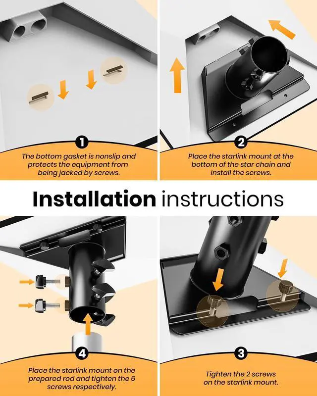 Alt view image 5 of 7 - Starlink Mini Pipe Adapter, Tool-Free Installation Starlink Mini Pole Mount, Heavy-Duty Manganese Steel Starlink Mini Mount with Anti-Rust Coating for Outdoor RV Roof Yard for 1-1.9in Poles