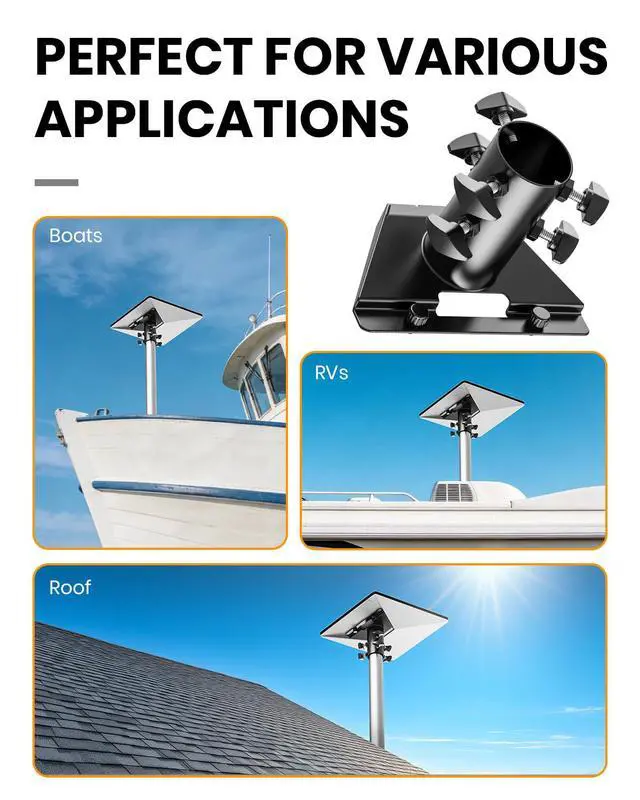 Alt view image 7 of 7 - Starlink Mini Pipe Adapter, Tool-Free Installation Starlink Mini Pole Mount, Heavy-Duty Manganese Steel Starlink Mini Mount with Anti-Rust Coating for Outdoor RV Roof Yard for 1-1.9in Poles