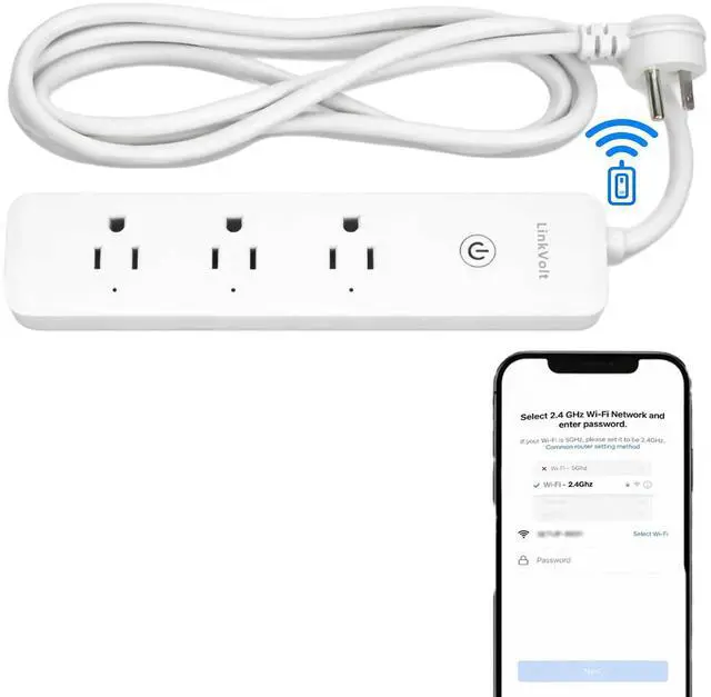 Main image of LINKVOLT Smart Power Strip WiFi Surge Protector Alexa Google Home Voice Control Outlet Extender for Home Office 3AC 15A 1875W 2.4GHz Voice Control