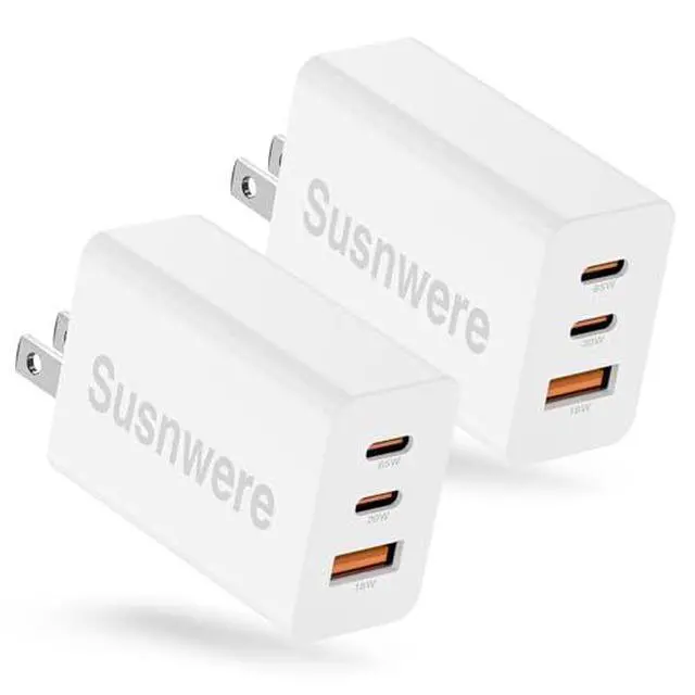 Alt view image 2 of 7 - 85W Dual USB C Charger Block, 3-Port 100W Fast USB-C Power Adapter Wall Charger Plug Type C Charging Adapter for Laptop & Tablets/Android Phones iPhone 17/16/15 Pro Max, iPad Pro/Air/mini