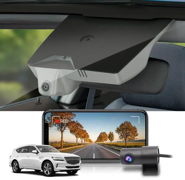 Main image of Front 4K+Rear 1080P Dash Cam Adapts for Genesis GV80 2021-2025 (HD2-T6010, Grey Cover), OEM Factory Look, Dual HD Video, Built-in WiFi & APP, Loop Recording, G-Sensor, Easy to Set, 128GB Card