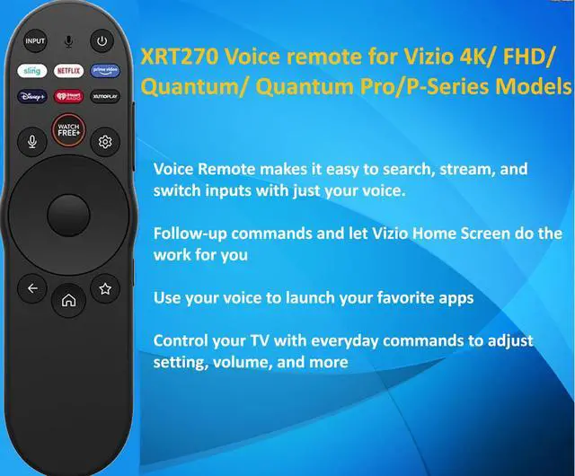Alt view image 2 of 4 - XRT270 Voice Remote for Vizio 4K/ FHD/Quantum/Quantum Pro/P-Series TVs