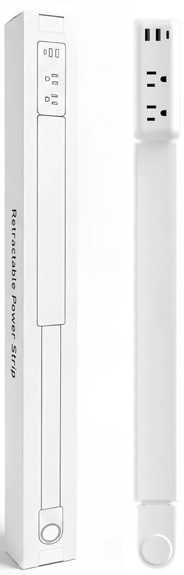 Main image of Electrical Outlet Extender Stick, Adjustable 2234 in Wall Plug Extension with 2 AC Outlets, 2 USB-A & 1 USB-C, 360° Rotating Plug for Hard-to-Reach Outlets Behind Couch, Bed, Nightstand, Desk