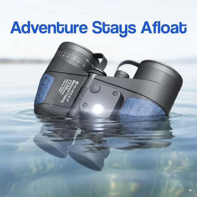 Alt view image 6 of 7 - Deep Sea Marine Binoculars 7x50 Waterproof Floating Binoculars with Internal Compass & Rangefinder for Boating, Sailing, Fishing, Hunting