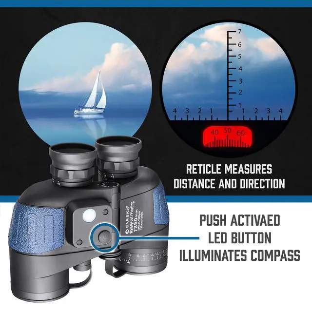 Alt view image 4 of 7 - Deep Sea Marine Binoculars 7x50 Waterproof Floating Binoculars with Internal Compass & Rangefinder for Boating, Sailing, Fishing, Hunting