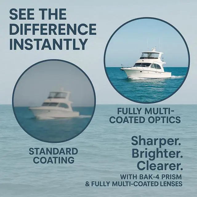 Alt view image 7 of 7 - Deep Sea Marine Binoculars 7x50 Waterproof Floating Binoculars with Internal Compass & Rangefinder for Boating, Sailing, Fishing, Hunting
