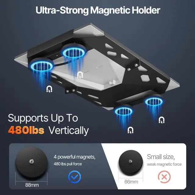 Alt view image 4 of 7 - for Starlink Gen 3 Mount,Standard 4 4X Magnetic Car Roof Mount,480lbs Load | Four-Sided Protection,Quick Release Flat Mount,Stable Connection,for Car,Boat,Yacht,RV,Camper Van, SUV, Stainless Steel