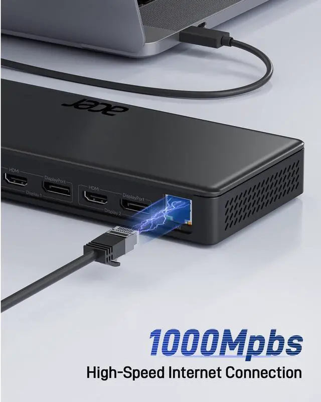 Alt view image 6 of 7 - DisplayLink Laptop Docking Station 3 Monitors,USBC Dock with 3HDMI+2DP | 15-in-1 USB C Docking Station with 130W Power Adapter, 10Gbps Data, 1Gbps Ethernet for MacBook Pro/Air, Laptops, PC