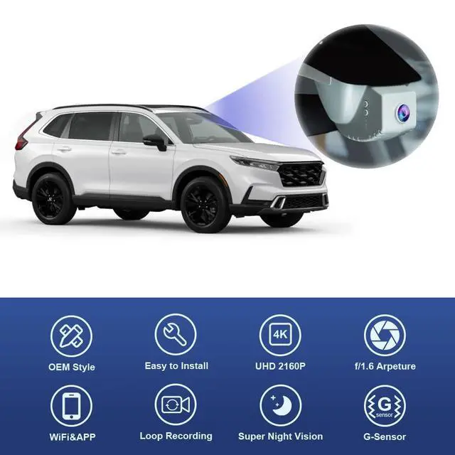 Alt view image 4 of 7 - 4K Dash Cam Suitable for Honda CR-V 2023-2026 (Black) LX EX EX-L Trail Sport Touring Hybrid, OEM Factory Look, UHD 2160P Video, WiFi & APP, Loop Recording, G-Sensor, Plug & Play, 64GB Card